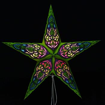 SUMITA grün/Glitter  - Faltbarer Leuchtstern, Weihnachtsstern aus Papier mit 5 Zacken, 60 cm